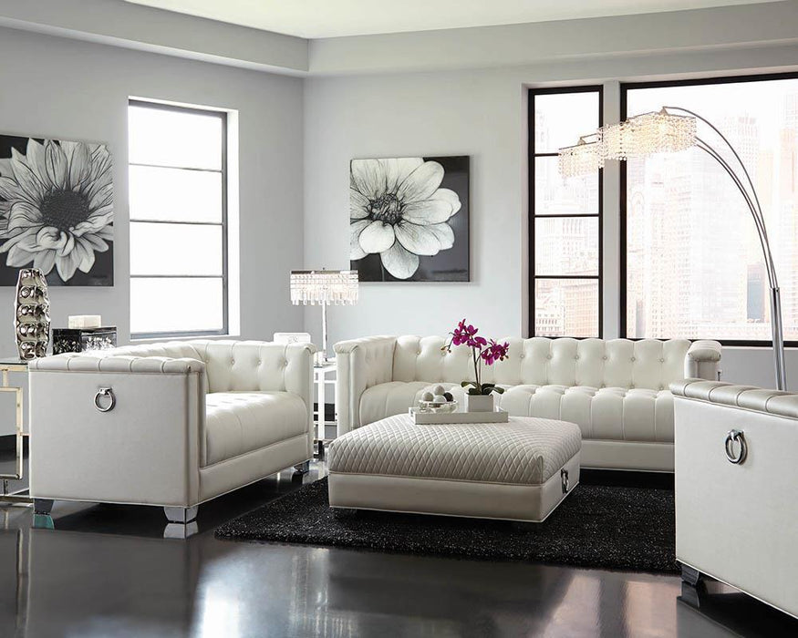 Chaviano Contemporary White Three-Piece Living Room Set image
