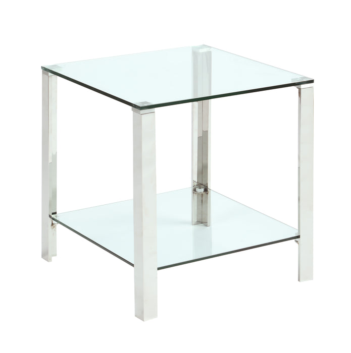 5080 Contemporary Rectangular Glass & Stainless Steel Lamp Table image