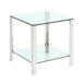5080 Contemporary Rectangular Glass & Stainless Steel Lamp Table image