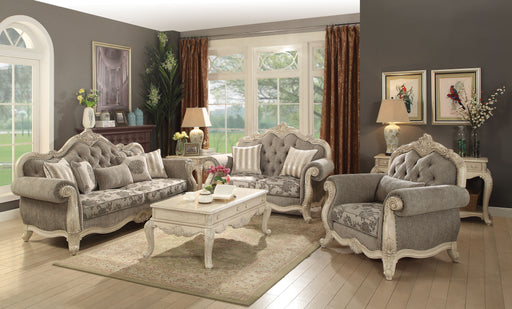 Ragenardus Gray Fabric & Antique White Sofa w/5 Pillows image