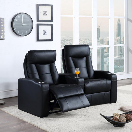 Pavillion Black Leather Two-Seated Recliner image