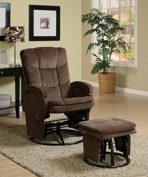 G600159 Casual Chocolate Reclining Glider With Matching Ottoman image