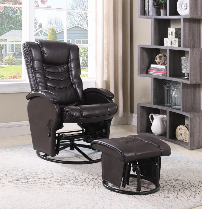G600165 Casual Brown Faux Leather Reclining Glider With Matching Ottoman image