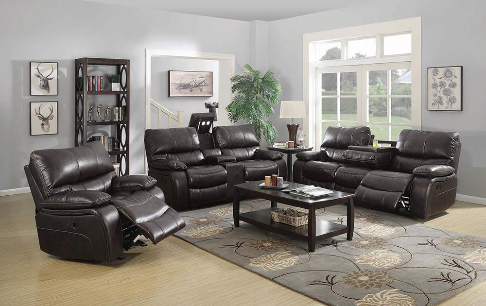 Willemse Chocolate Reclining Loveseat With Storage Console image