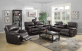 Willemse Chocolate Reclining Loveseat With Storage Console image