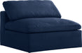 Serene Navy Linen Fabric Deluxe Cloud Armless Chair image