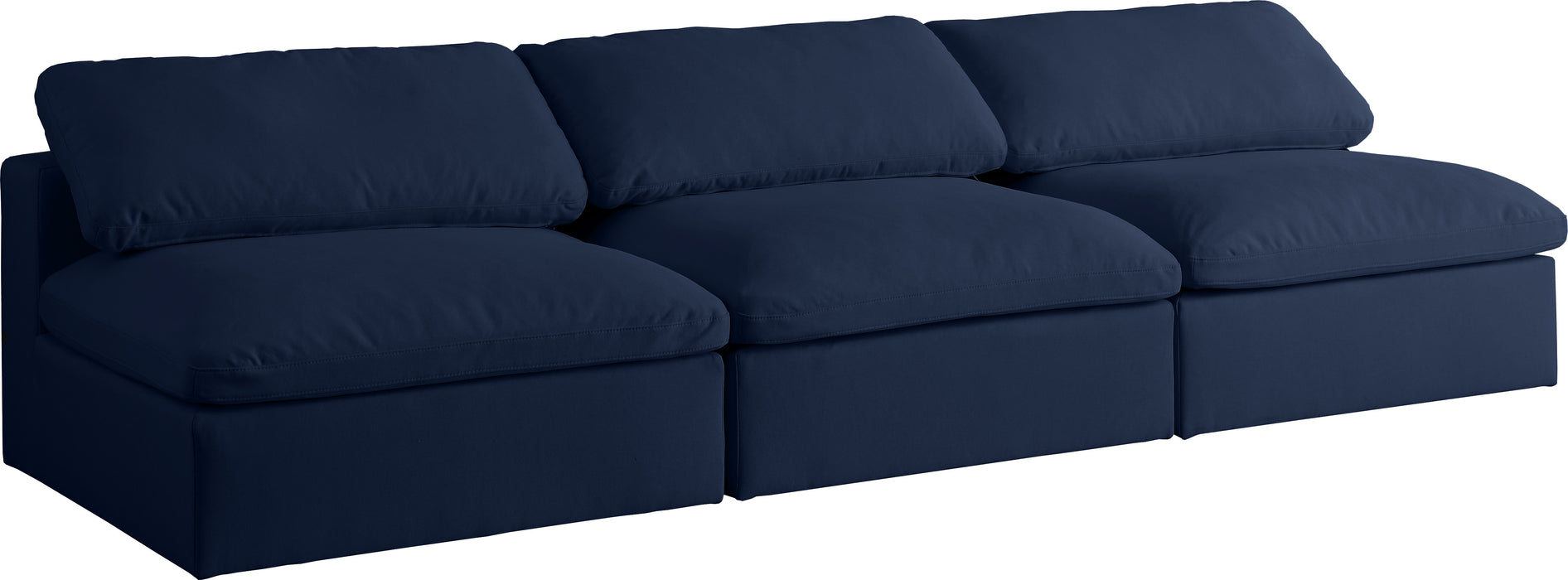 Serene Navy Linen Fabric Deluxe Cloud Modular Armless Sofa image