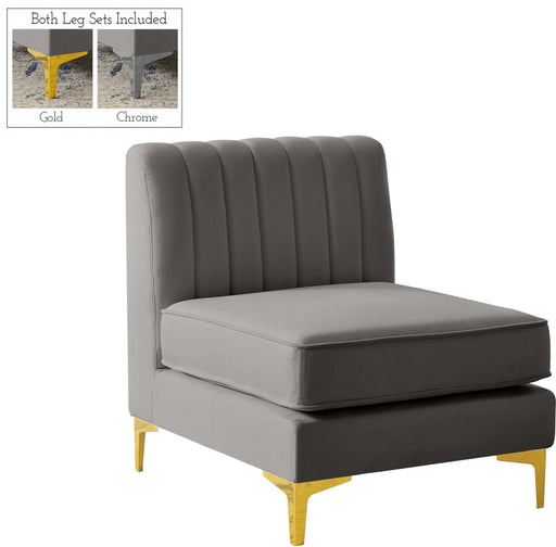 Alina Grey Velvet Armless Chair image