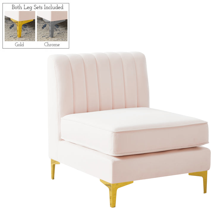 Alina Pink Velvet Armless Chair image