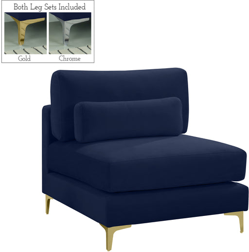 Julia Navy Velvet Modular Armless Chair image