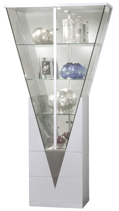 6625 CUR Triangular Design Curio w/ Shelves, Drawers & LED Lights image