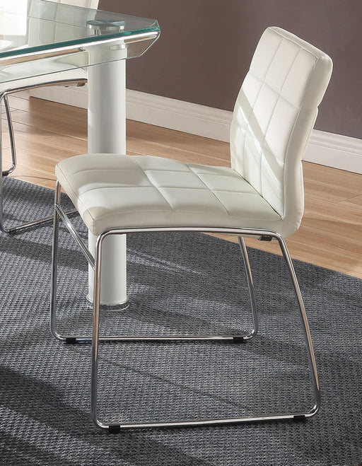 Acme Furniture Gordie Checkered Side Chair in White/Chrome (Set of 2) 70263 image