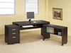 Skylar Contemporary Cappuccino Computer Desk With Keyboard Tray image