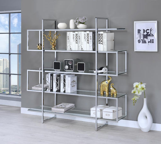 G801304 Contemporary Silver Metal and Glass Bookcase image