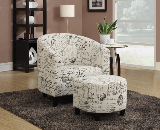 Transitional Vintage French Accent Chair with Ottoman image