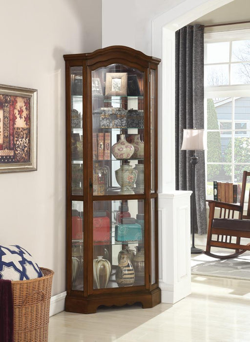 Traditional Rich Brown Corner Curio Cabinet image