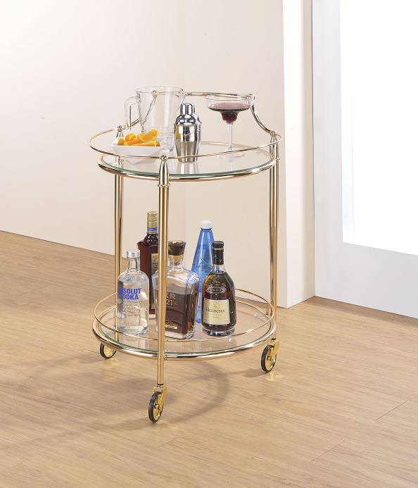 Macha Gold & Clear Glass Serving Cart image