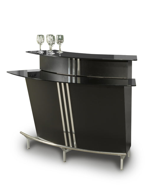 BROADWAY Contemporary Black Glass Bar w/ Counter & Shelves image