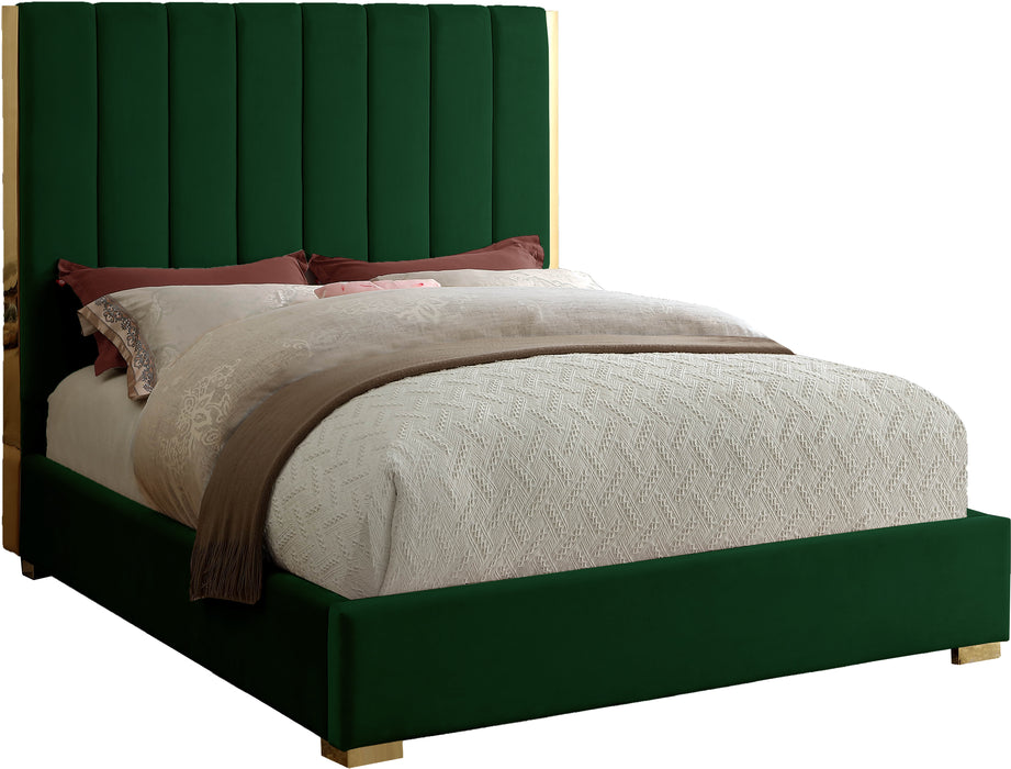 Becca Green Velvet Queen Bed image