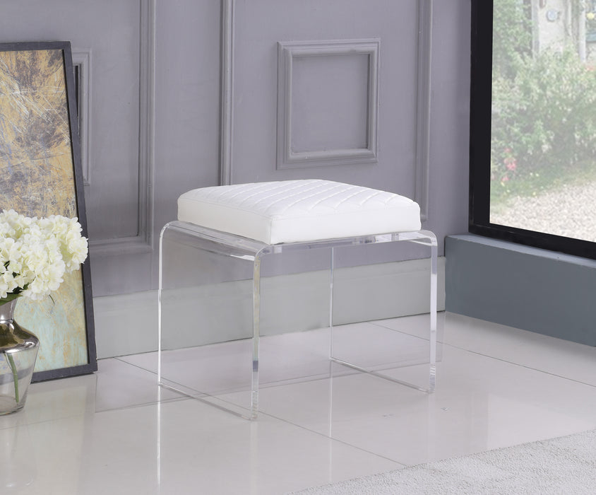 CIARA Contemporary Acrylic & White Upholstered Ottoman image
