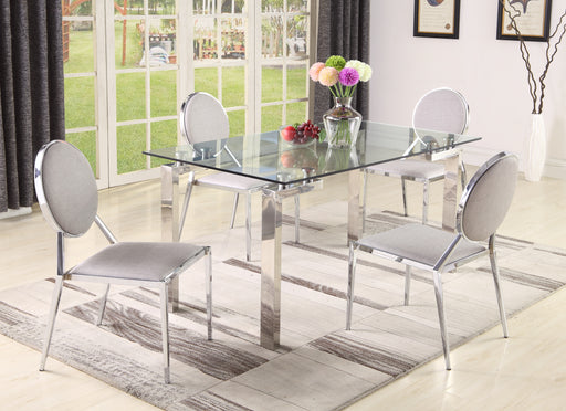 CRISTINA Contemporary Dining Set w/ Glass Table & Upholstered Chairs image