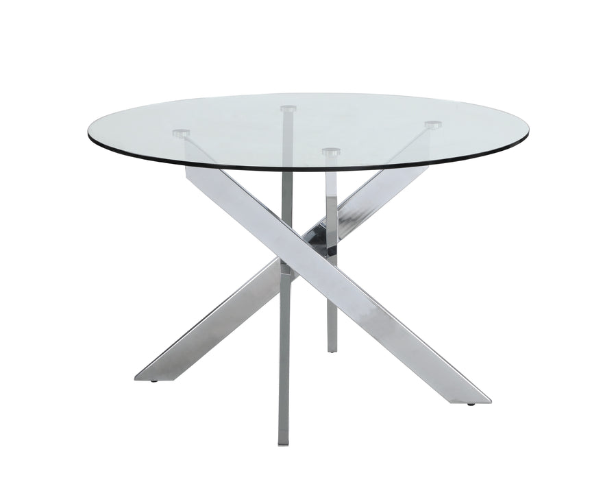 DUSTY Contemporary Dining Table w/ Clear Round Glass Top image