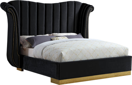 Flora Black Velvet Queen Bed (3 Boxes) image