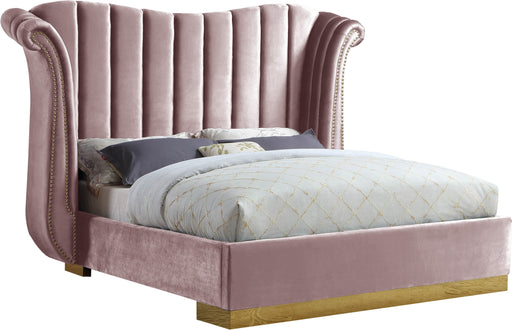Flora Pink Velvet Queen Bed (3 Boxes) image