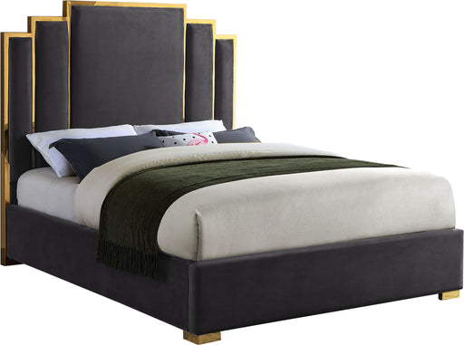 Hugo Grey Velvet Queen Bed image