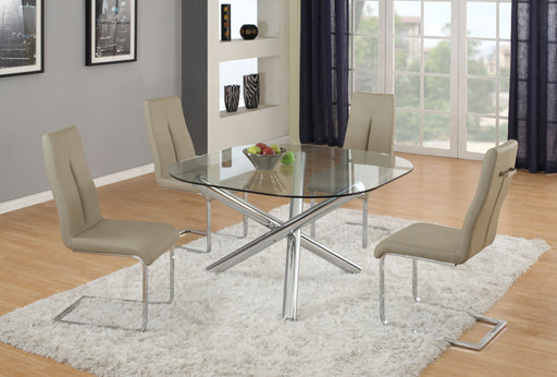 LEATRICE Dining Set w/ Glass Top Table & 4 Cantilever Chairs image