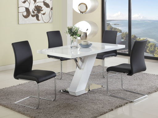 LINDEN Contemporary Dining Table w/ White Gloss Top & Y-Shaped Pedestal image