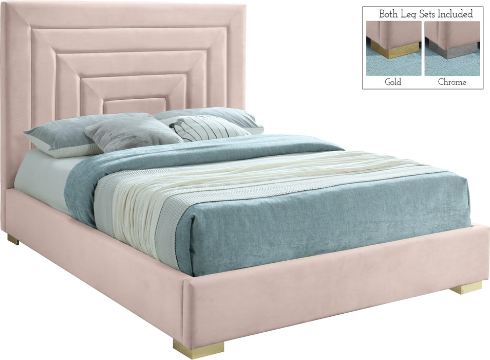 Nora Pink Velvet King Bed image