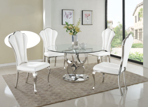 RAEGAN Round Glass Top Dining Table w/ Steel Base image