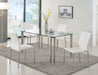 RHONDA Contemporary Glass Top Table w/ Steel Four-legged Base image