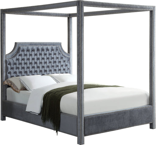 Rowan Grey Velvet Queen Bed (3 Boxes) image