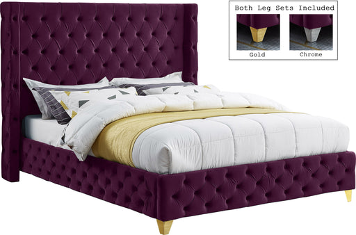 Savan Purple Velvet King Bed image