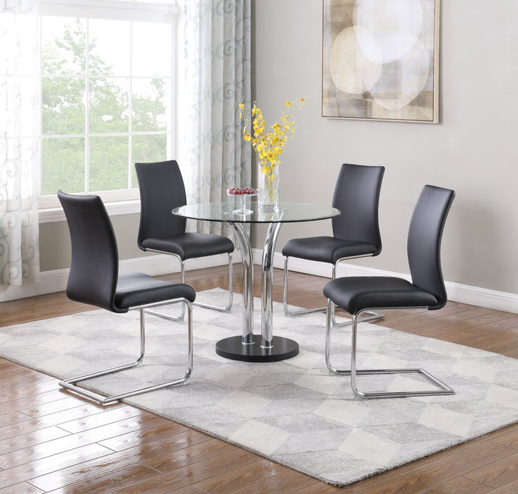 T-311 SET Dining Set w/ Glass Top Bistro Table & 4 Cantilever Side Chairs