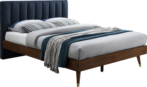 Vance Navy Linen Fabric Queen Bed (3 Boxes) image