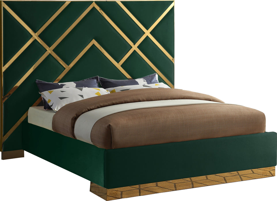 Vector Green Velvet King Bed image