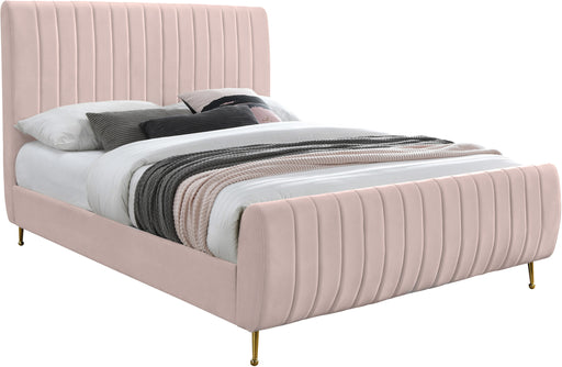 Zara Pink Velvet Queen Bed (3 Boxes) image