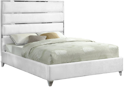 Zuma White Velvet Queen Bed image